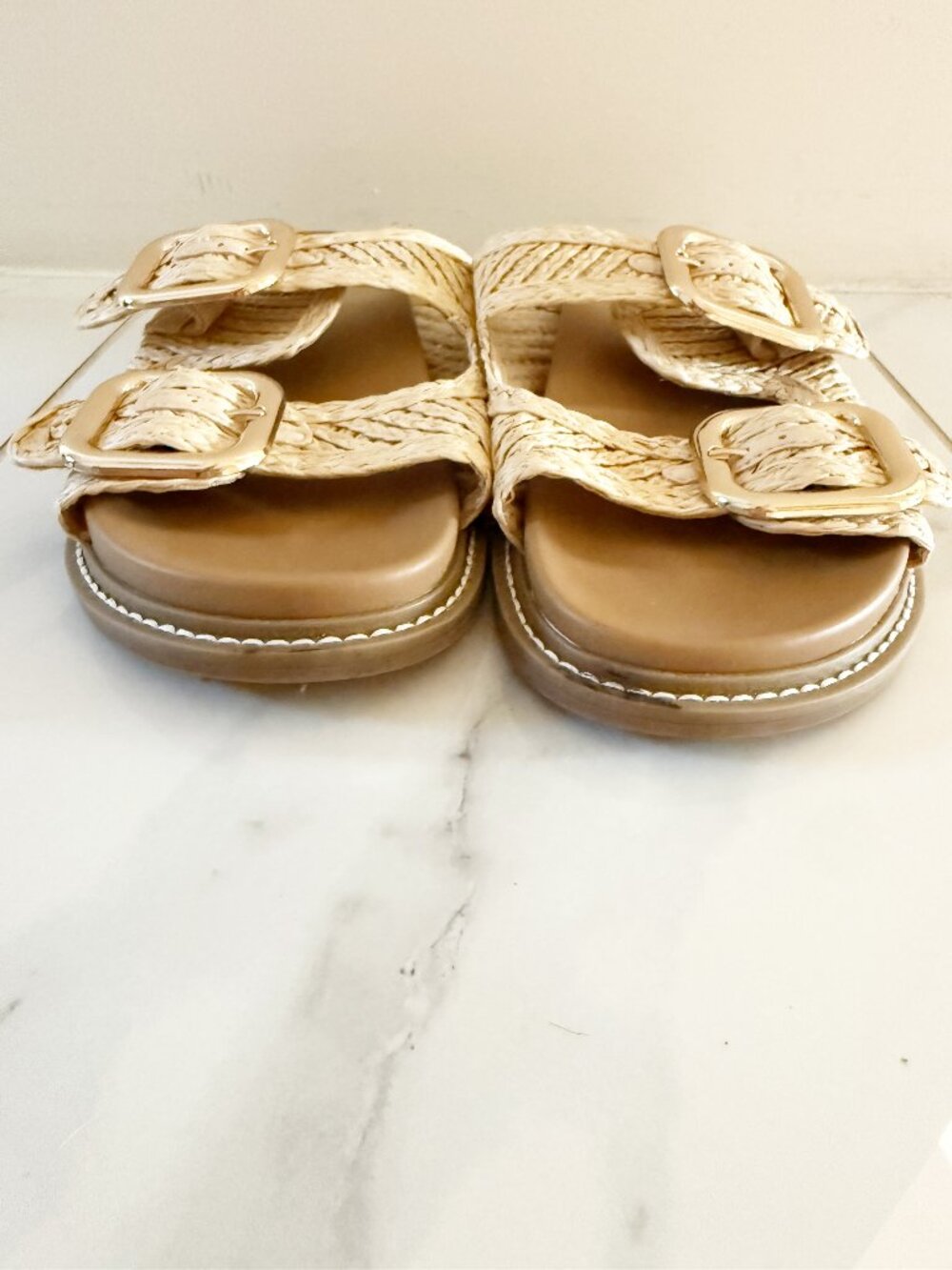 Universal Thread Natural SIZE 7 Collin Sandals Memory Foam Insole Raffia Straw - Picture 3 of 11